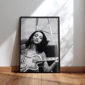 Sade Adu Playing Guitar Vintage Poster  Soul Music Prints
